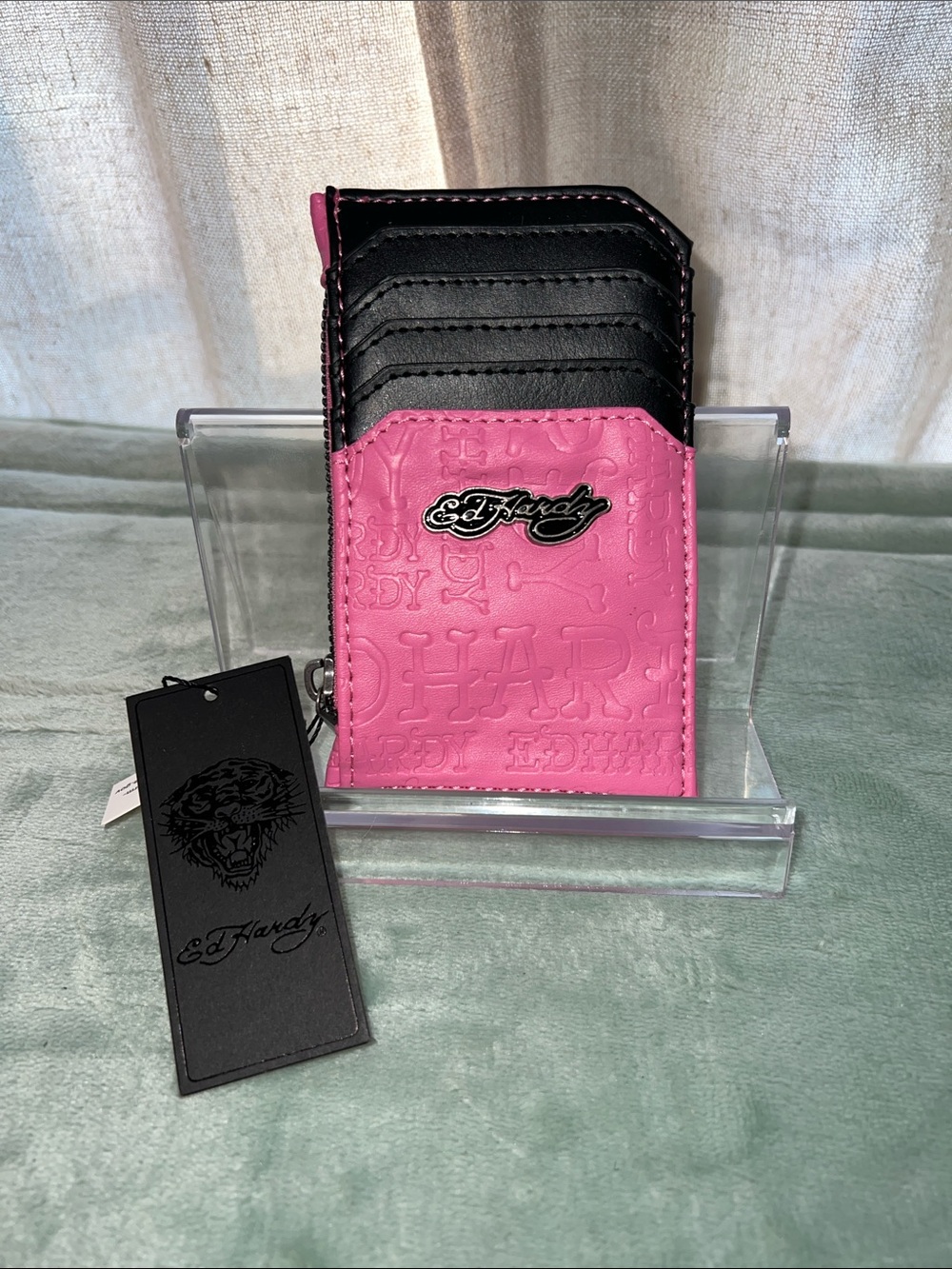 Ed Hardy Pink & Black Embossed Cardholder